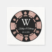 Serviette En Papier Rose Gold Monogram Poker Chip Casino Mariage (Devant)