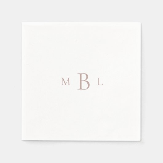 Serviette En Papier Rose Gold Monogramme Blanc Élégant Cocktail de mar (Devant)