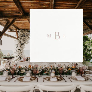 Serviette En Papier Rose Gold Monogramme Blanc Élégant Cocktail de mar