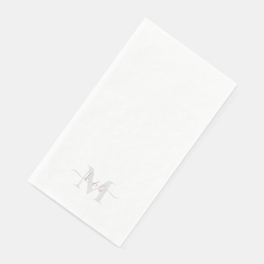 Serviette En Papier Rose Gold Monogramme Écriture Fluide Blanche  (Coin)