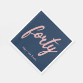Serviette En Papier Rose Gold Navy 40 Anniversaire Parties scintillant (Coin)