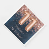 Serviette En Papier Rose Gold Navy Blue 11e fête d'anniversaire (Coin)