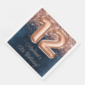 Serviette En Papier Rose Gold Navy Blue 12e fête d'anniversaire (Coin)
