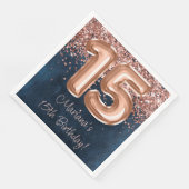Serviette En Papier Rose Gold Navy Blue 15e fête d'anniversaire (Coin)