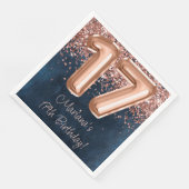 Serviette En Papier Rose Gold Navy Blue 17th Birthday Party (Coin)