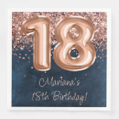 Serviette En Papier Rose Gold Navy Blue 18th Birthday Party (Devant)