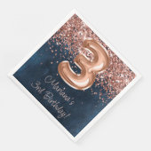 Serviette En Papier Rose Gold Navy Blue 3e fête d'anniversaire (Coin)