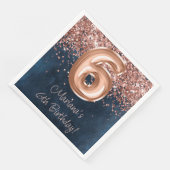 Serviette En Papier Rose Gold Navy Blue 6e fête d'anniversaire (Coin)