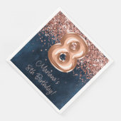 Serviette En Papier Rose Gold Navy Blue 8e fête d'anniversaire (Coin)