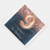 Serviette En Papier Rose Gold Navy Blue 9e fête d'anniversaire (Coin)