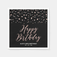 Rose gold Noir Hexagone Confettis Joyeux Anniversa