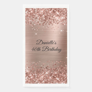 Serviette En Papier Rose Gold Pailleté 40e Anniversaire