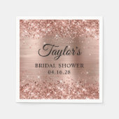 Serviette En Papier Rose Gold Pailleté Personnalisé Mariage (Devant)