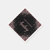 Serviette En Papier Rose Gold Parties scintillant 21e Joyeux Monogramm (Coin)