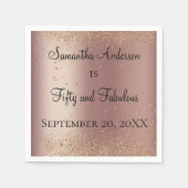 Serviette En Papier Rose Gold Parties scintillant 50 et Fabulous Birth (Devant)