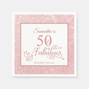 Serviette En Papier Rose Gold Parties scintillant 50 et Fabulous Birth