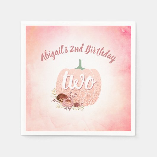Serviette En Papier Rose Gold Parties scintillant Citrouille Girls 2e (Devant)