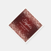 Serviette En Papier Rose Gold Parties scintillant Dark Red Ombre 40e a (Coin)