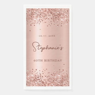 Serviette En Papier Rose Gold Parties scintillant Foil 60e anniversair