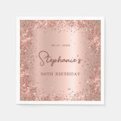 Serviette En Papier Rose Gold Parties scintillant Foil 90e anniversair (Devant)