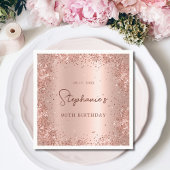 Serviette En Papier Rose Gold Parties scintillant Foil 90e anniversair
