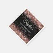 Serviette En Papier Rose Gold Parties scintillant Noir Personnalisé 40 (Coin)