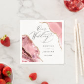 Serviette En Papier Rose Gold Parties scintillant noir Script Mariage  (En situation)