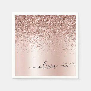 Serviette En Papier Rose Gold - Parties scintillant rose pâle Nom du m