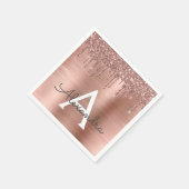 Serviette En Papier Rose Gold - Parties scintillant rose pâle Nom du m (Coin)