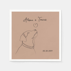 Serviette En Papier Rose Gold Pet Doodle Fiançailles Mariage Modèle