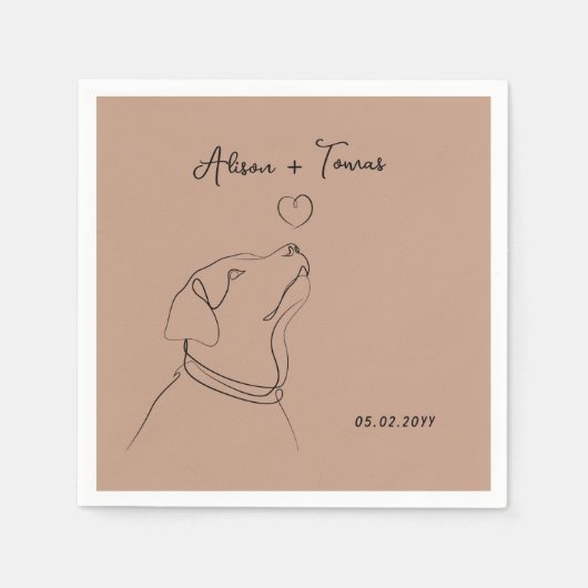 Serviette En Papier Rose Gold Pet Doodle Fiançailles Mariage Modèle (Devant)