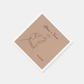 Serviette En Papier Rose Gold Pet Doodle Fiançailles Mariage Modèle (Coin)