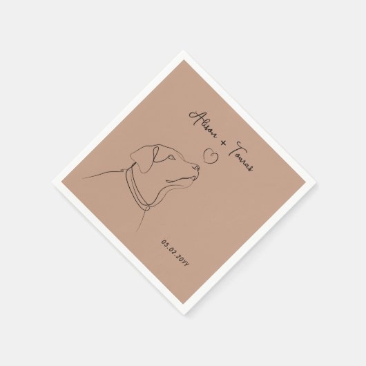 Serviette En Papier Rose Gold Pet Doodle Fiançailles Mariage Modèle (Coin)