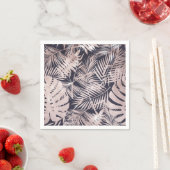 Serviette En Papier Rose Gold Pink Dark Tropical Palm Tree Leaves (En situation)
