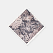 Serviette En Papier Rose Gold Pink Dark Tropical Palm Tree Leaves (Coin)