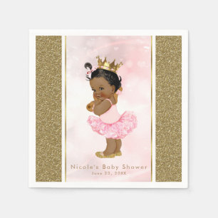 Serviette En Papier Rose Gold Princess Vintage Fille Sombre Baby Showe