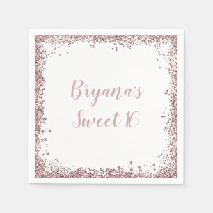 Serviette En Papier Rose Gold Rose Pailleté Glamour Bord Douce Fête de