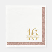 Serviette En Papier Rose Gold Rose Parties scintillant Sweet 16 Annive (Devant)