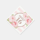 Serviette En Papier Rose Gold rose rayures Fleurs Douces 16 Anniversai (Coin)