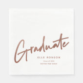 Serviette En Papier Rose Gold Script Diplômé Simple Remise des diplôme (Devant)