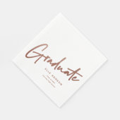 Serviette En Papier Rose Gold Script Diplômé Simple Remise des diplôme (Coin)