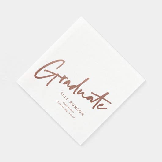 Serviette En Papier Rose Gold Script Graduate Simple Graduation (Coin)