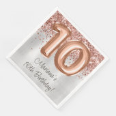 Serviette En Papier Rose Gold Silver 10e fête d'anniversaire (Coin)