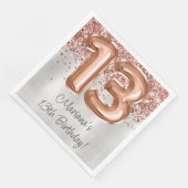 Serviette En Papier Rose Gold Silver 13e fête d'anniversaire (Coin)