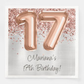 Serviette En Papier Rose Gold Silver 17e fête d'anniversaire (Devant)
