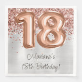 Serviette En Papier Rose Gold Silver 18e fête d'anniversaire (Devant)
