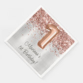 Serviette En Papier Rose Gold Silver 1ère fête d'anniversaire (Coin)