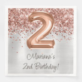 Serviette En Papier Rose Gold Silver 2e fête d'anniversaire (Devant)