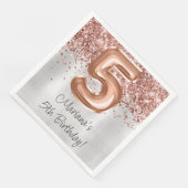 Serviette En Papier Rose Gold Silver 5e fête d'anniversaire (Coin)