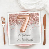 Serviette En Papier Rose Gold Silver 7e fête d'anniversaire